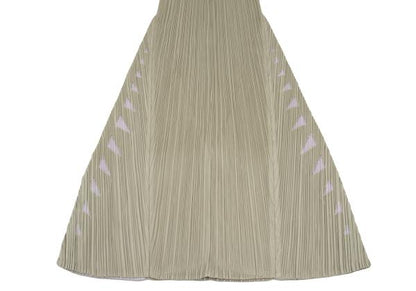 PLEATS PLEASE Side Cutout Pleated V-Neck Dress Beige Size 4