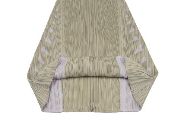 PLEATS PLEASE Side Cutout Pleated V-Neck Dress Beige Size 4