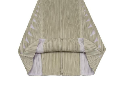 PLEATS PLEASE Side Cutout Pleated V-Neck Dress Beige Size 4