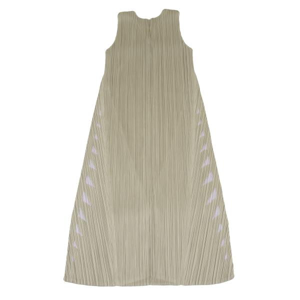 PLEATS PLEASE Side Cutout Pleated V-Neck Dress Beige Size 4