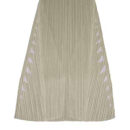 PLEATS PLEASE Side Cutout Pleated V-Neck Dress Beige Size 4