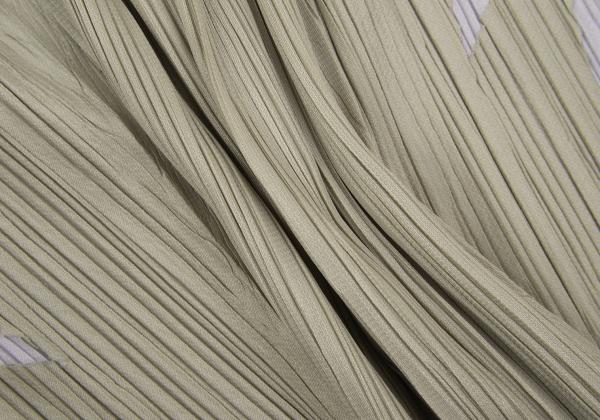 PLEATS PLEASE Side Cutout Pleated V-Neck Dress Beige Size 4