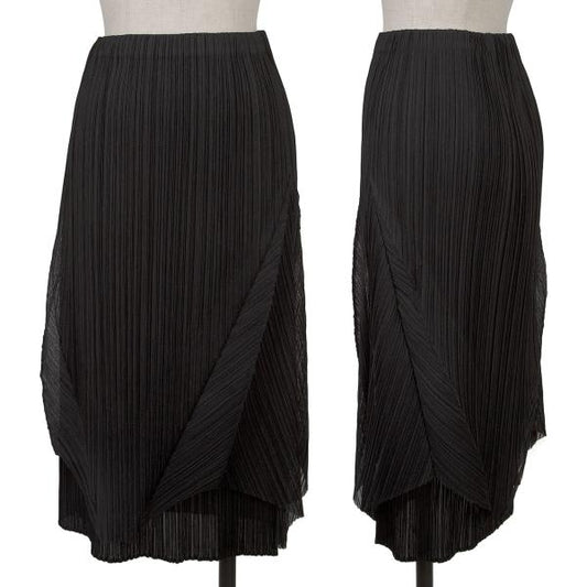 PLEATS PLEASE Mesh Pleated Layered Skirt Black Size 1