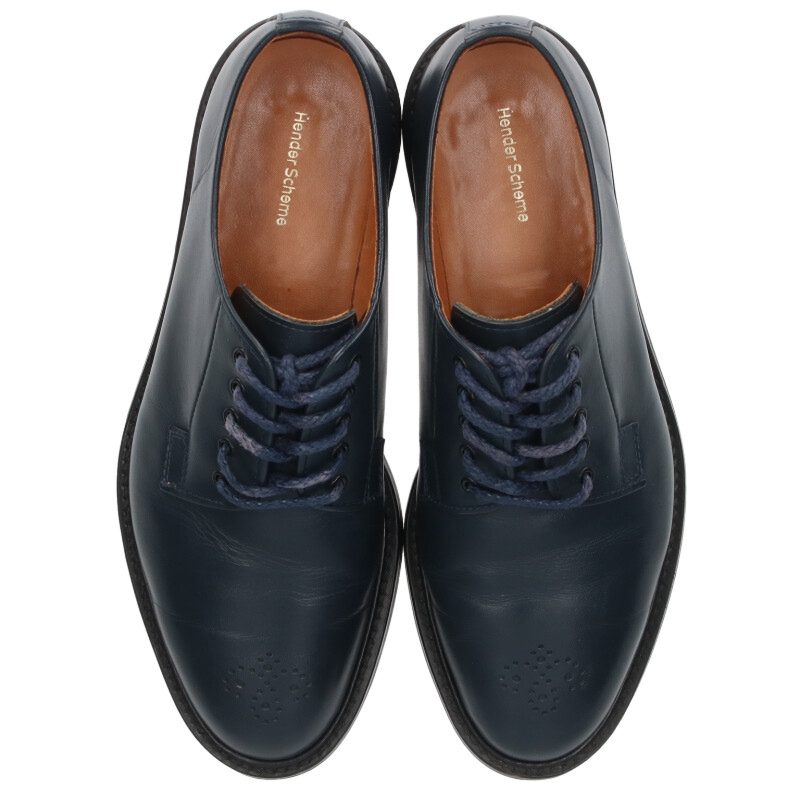 Hender Scheme Navy Plain Toe Leather Shoes Size 3