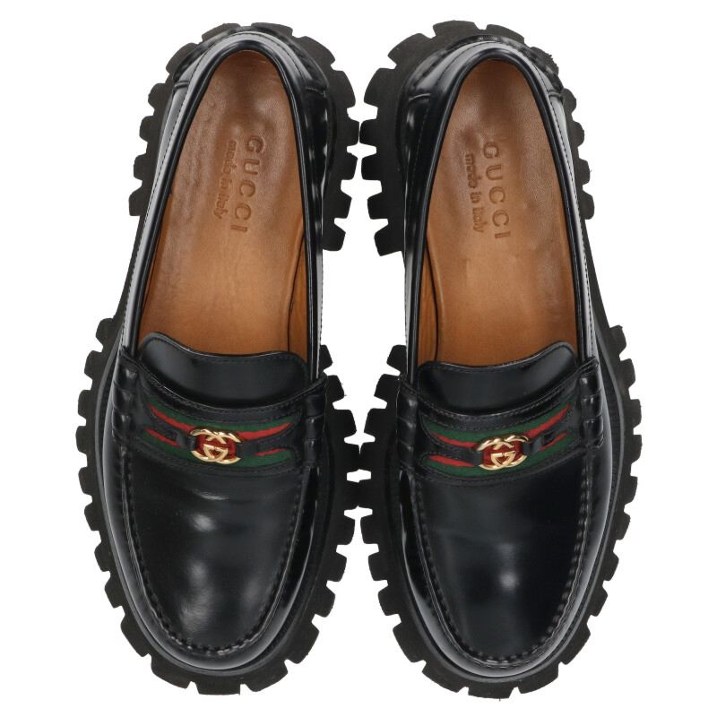GUCCI Black Web Stripe Rubber Sole Shoes Size 6