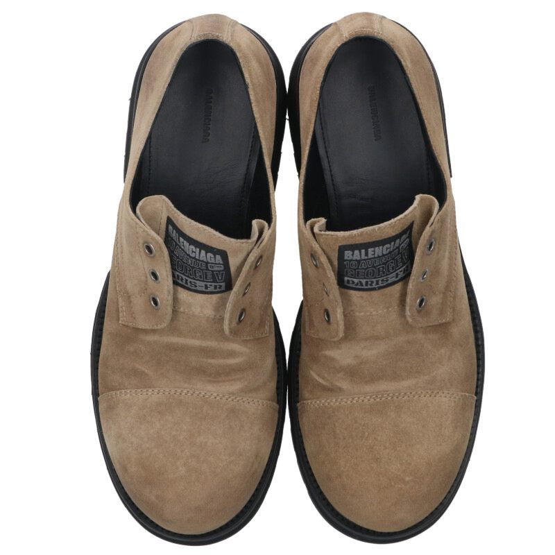 BALENCIAGA Track Derby Suede Shoes Beige Size 8.5