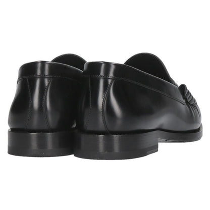 CELINE Luco Triomphe Leather Loafers Black Silver Size 10.5