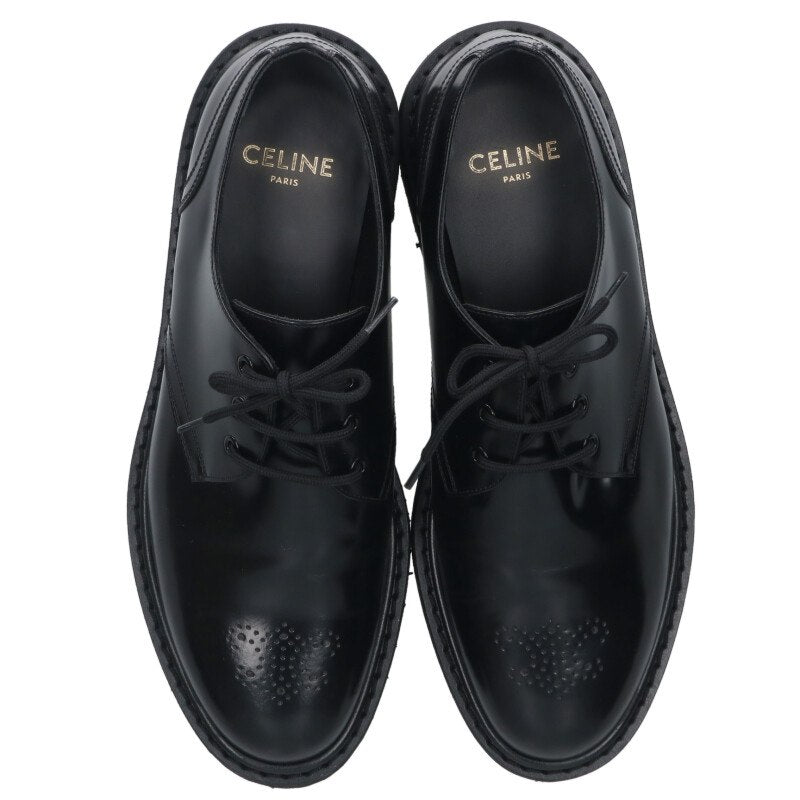 CELINE Black Triomphe Brogue Dress Shoes Size 10.5