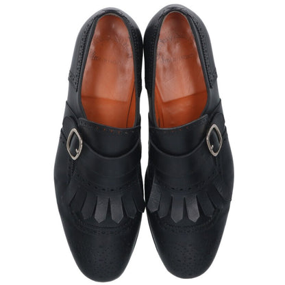 SANTONI Black Fringe Buckle Medallion Loafers Size 8