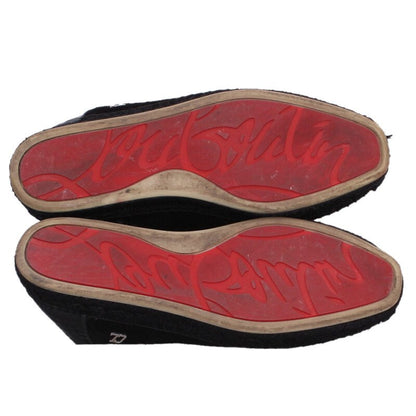 Christian Louboutin Espadrille Suede Leather Black Size 6.5