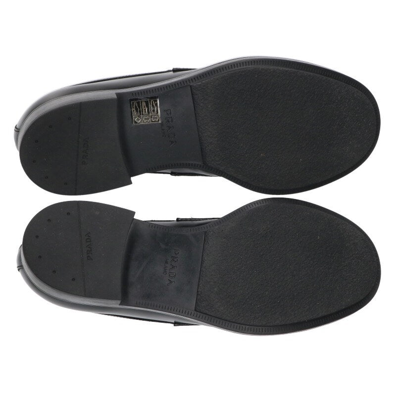 PRADA 2DE093 Brushed Leather Loafers Black Size 1