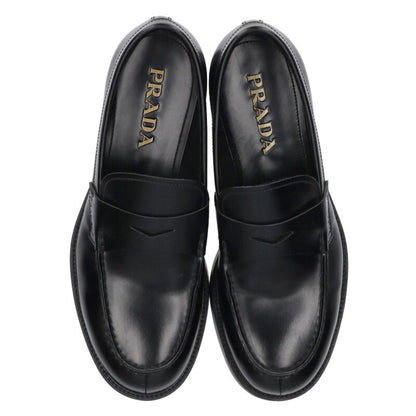 PRADA 2DE093 Brushed Leather Loafers Black Size 1