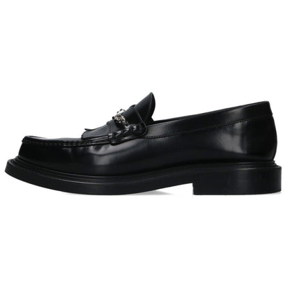 CELINE MARGARET Logo Plate Leather Loafers Black Size 10.5
