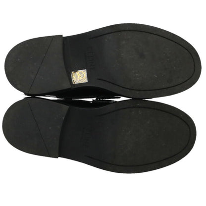 CELINE MARGARET Logo Plate Leather Loafers Black Size 10.5
