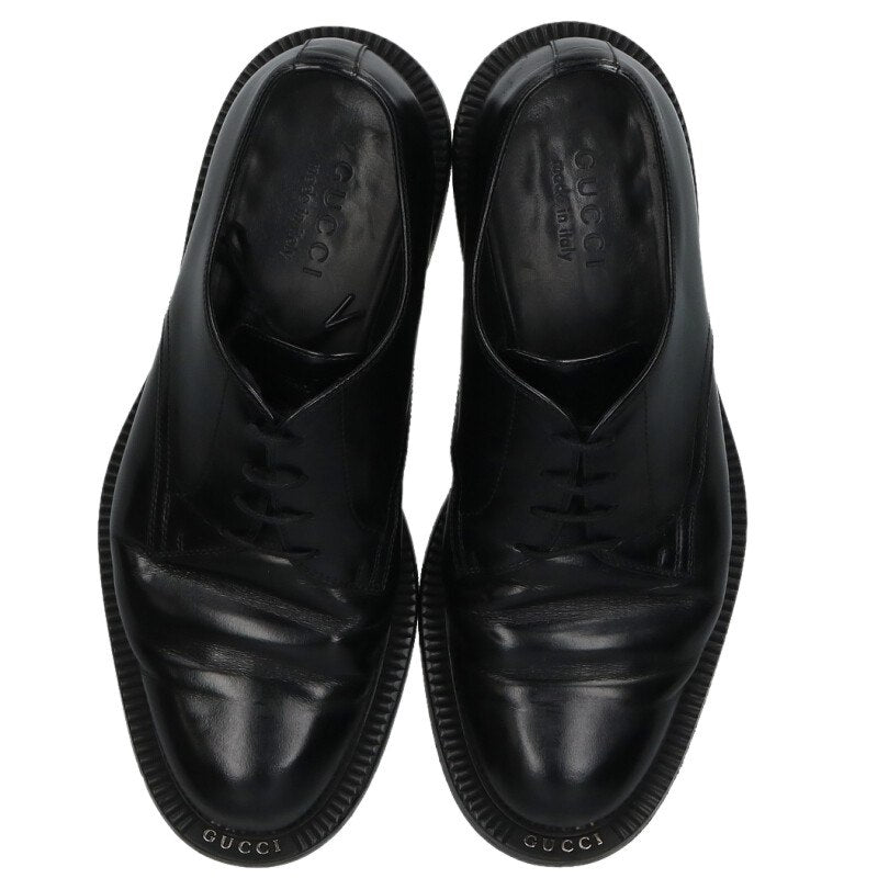 GUCCI 794178 Lace-Up Leather Shoes Black Size 7