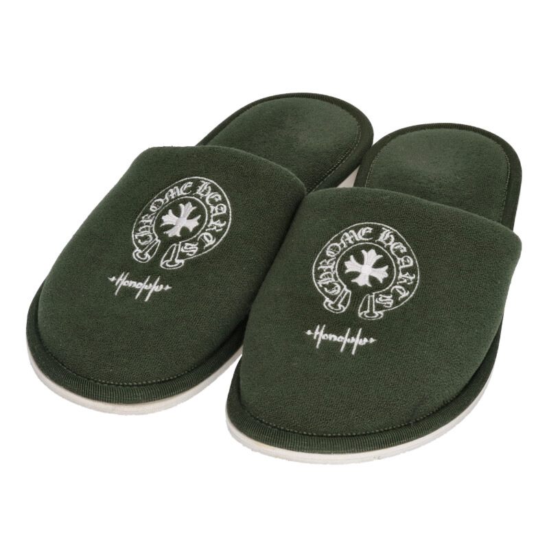 Chrome Hearts Honolulu Horseshoe Slippers Green US 12