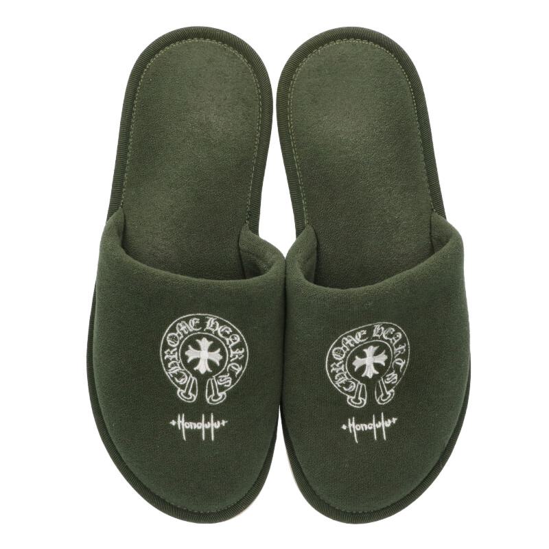 Chrome Hearts Honolulu Horseshoe Slippers Green US 12