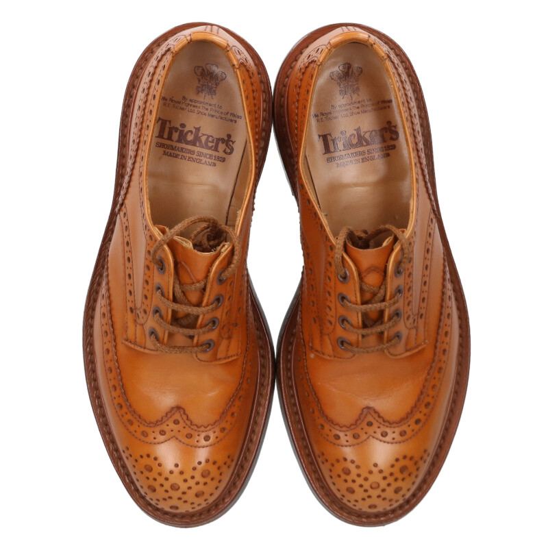 Trickers M5633 Wingtip Leather Shoes Brown Size 7.5