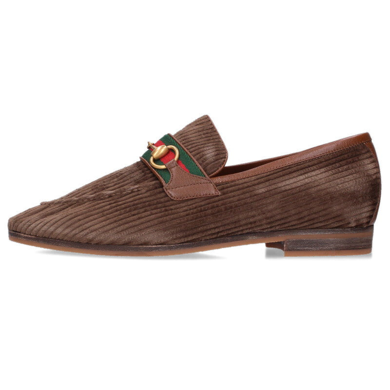 GUCCI Brown/Gold Horsebit Suede Loafers Size 8
