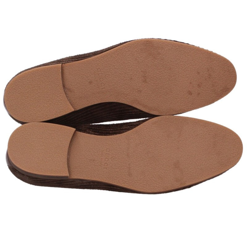 GUCCI Brown/Gold Horsebit Suede Loafers Size 8