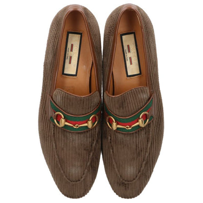 GUCCI Brown/Gold Horsebit Suede Loafers Size 8