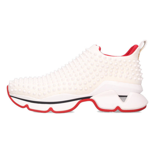 Christian Louboutin White/Red Spike Sock Slip-On Size 8.5