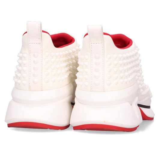 Christian Louboutin White/Red Spike Sock Slip-On Size 8.5