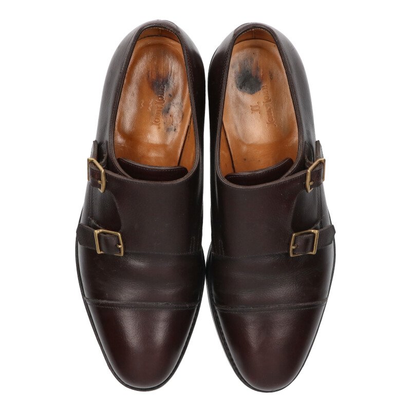 JOHNLOBB William Brown Double Monk Strap Shoes Size 7.5EE
