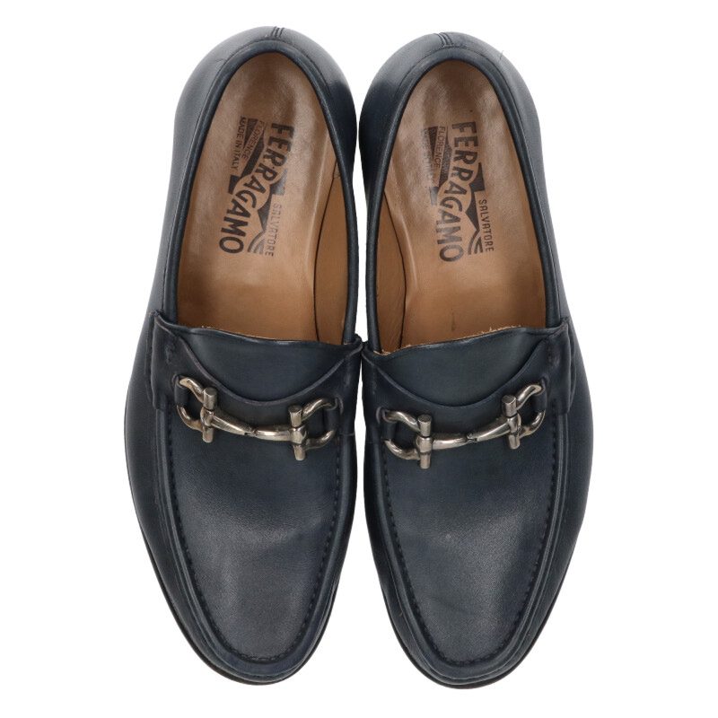 Salvatore Ferragamo Blue Gancini Loafer Shoes Size 8