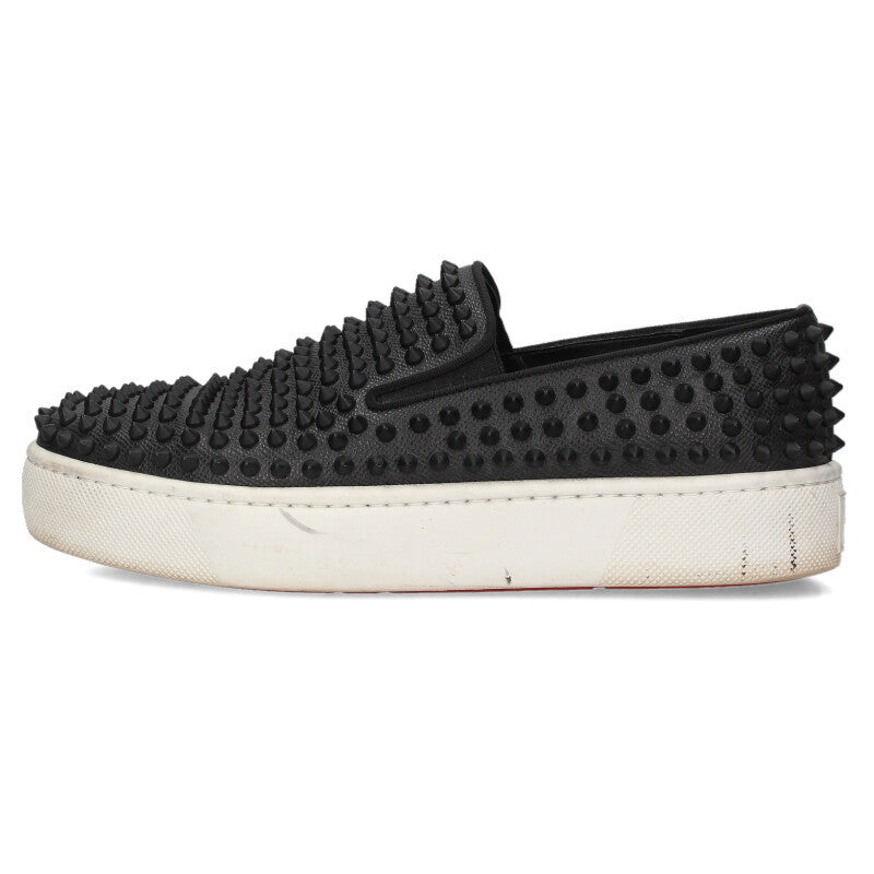 Christian Louboutin SPIKEBOAT FLAT Black/White Size 7.5