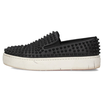 Christian Louboutin SPIKEBOAT FLAT Black/White Size 7.5