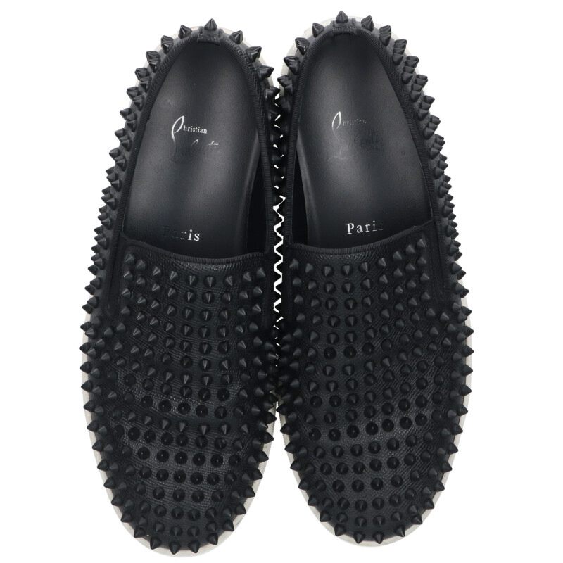 Christian Louboutin SPIKEBOAT FLAT Black/White Size 7.5
