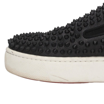 Christian Louboutin SPIKEBOAT FLAT Black/White Size 7.5