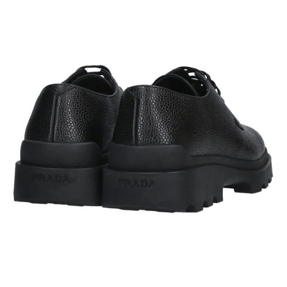 PRADA Black Stamped Leather Derby Shoes Size 7