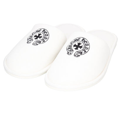 Chrome Hearts HOTEL SLIPPER Embroidered Horseshoe White Size M