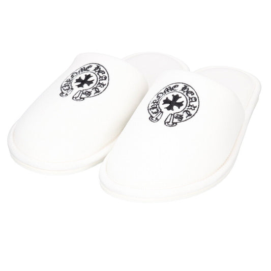 Chrome Hearts HOTEL SLIPPER Embroidered Horseshoe White Size M