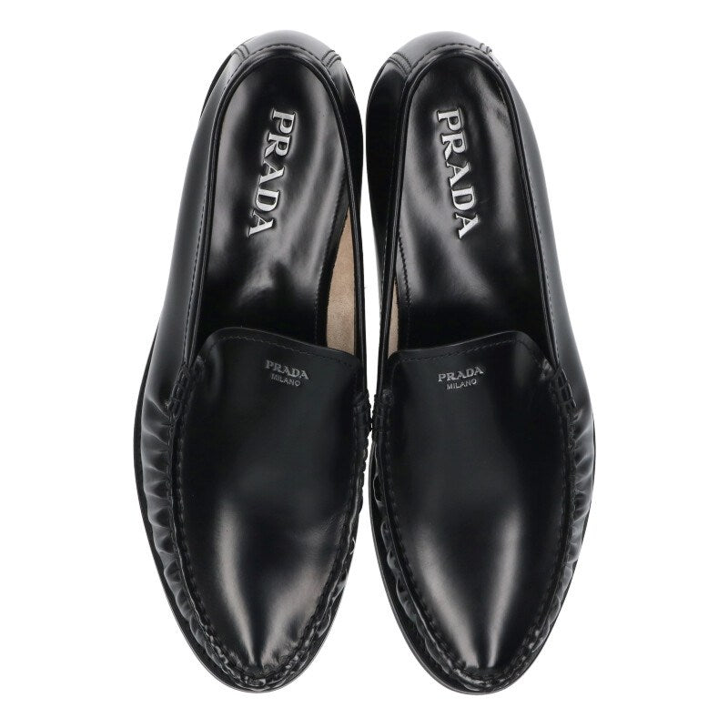 PRADA Brushed Leather Loafers Black Size 9.5