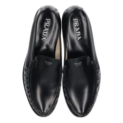 PRADA Brushed Leather Loafers Black Size 9.5