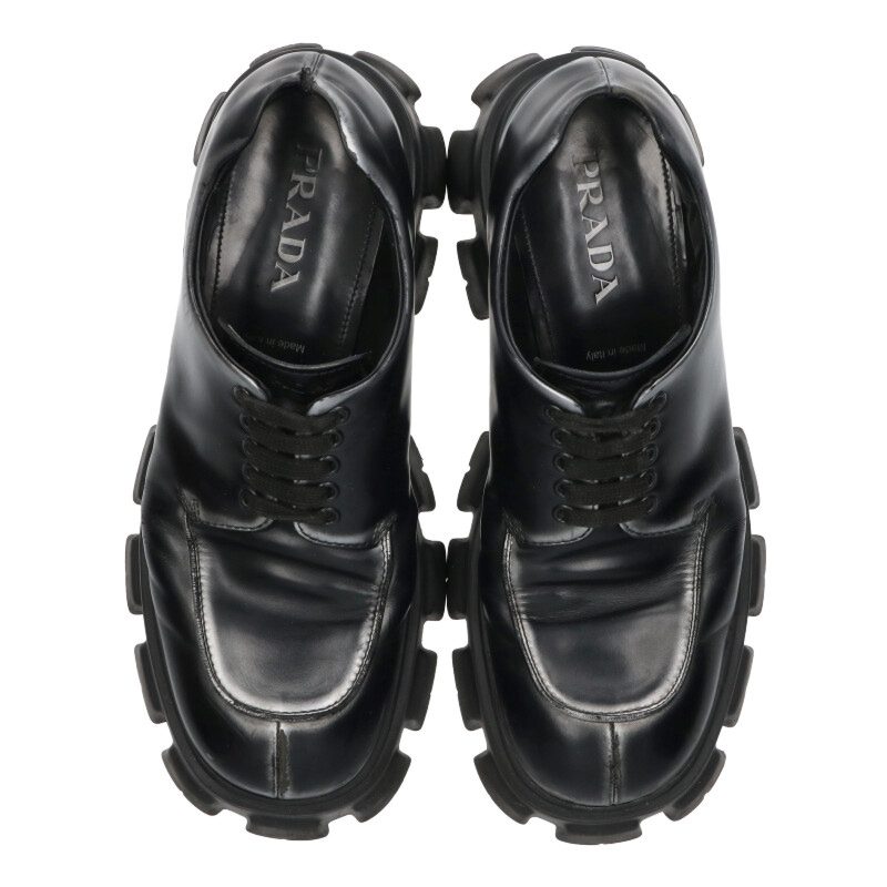 PRADA Brushed Derby Monolith Shoes Black Size 9