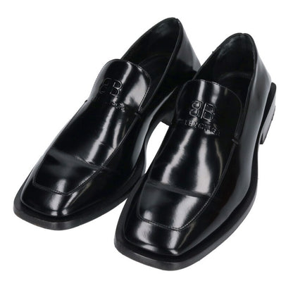 BALENCIAGA BB Logo Embossed Square Toe Loafer Black Size 8.5