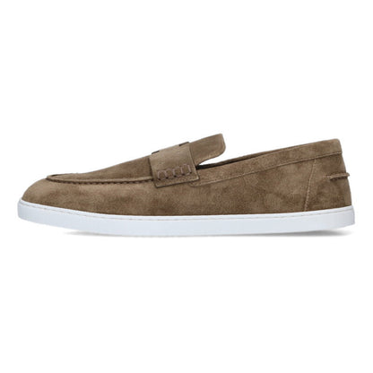 HERMES Job Moccasin Leather Shoes Brown Size 7.5