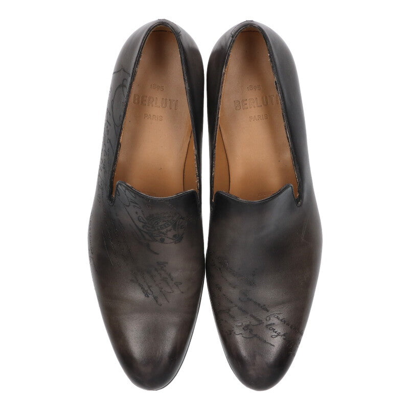 Berluti Calligraphy Leather Shoes Gray Size 7.5