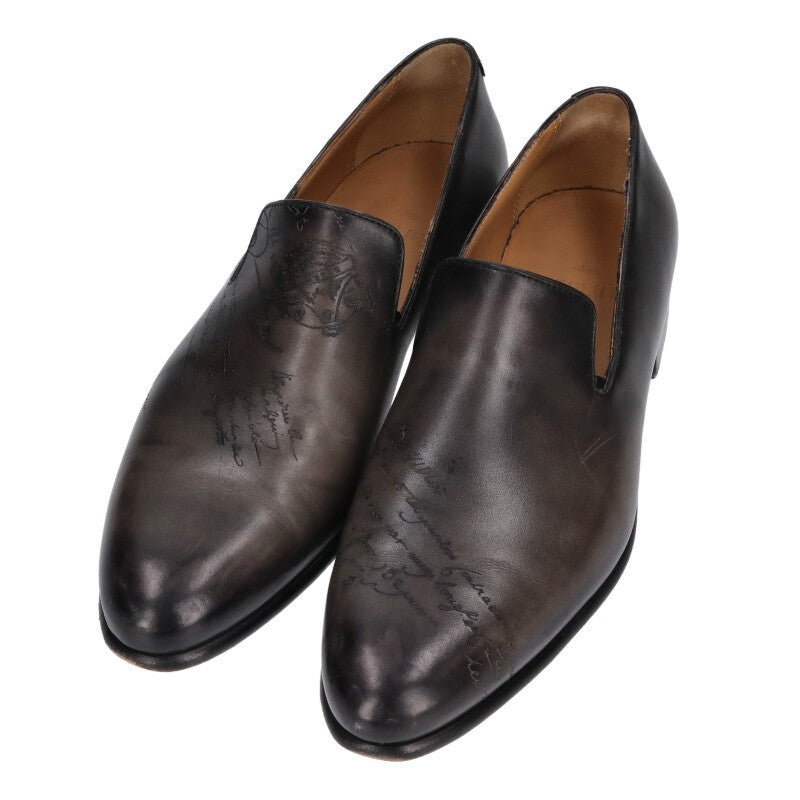 Berluti Calligraphy Leather Shoes Gray Size 7.5