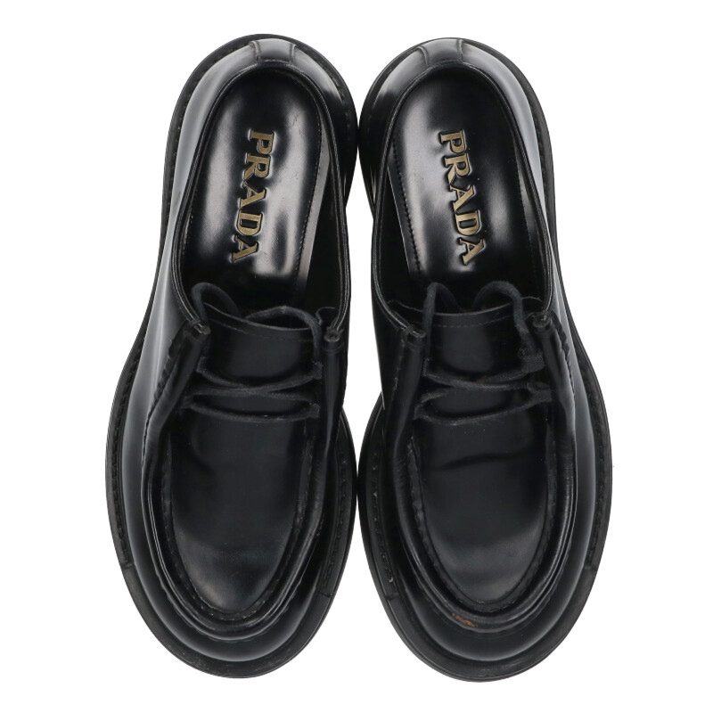 PRADA Diapason Leather Loafers Black Size 6