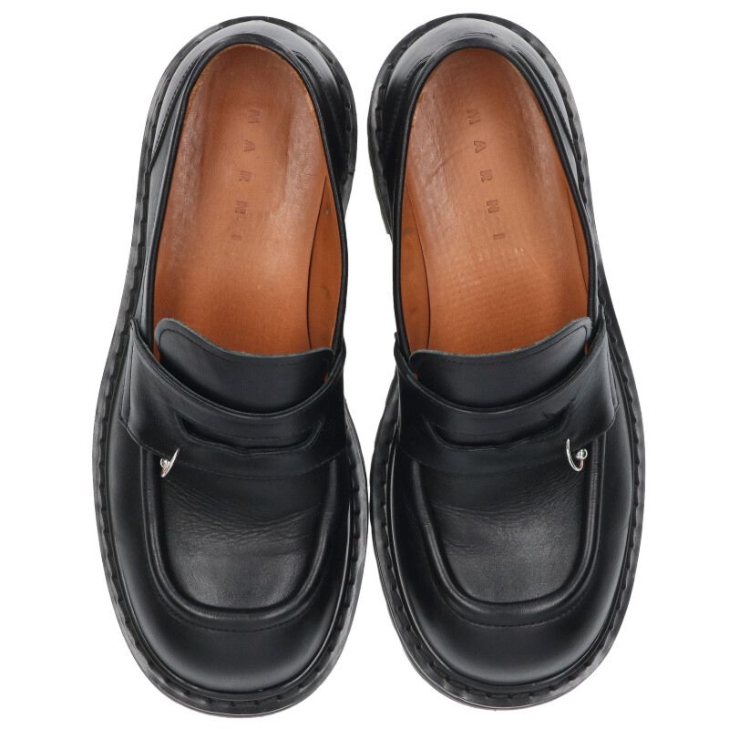 MARNI Square Toe Pierced Leather Loafers Size 6.5