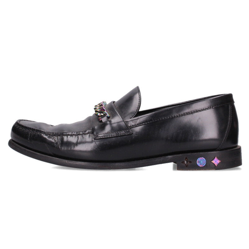 LOUISVUITTON Collier Chain Loafer Shoes Black Size 8