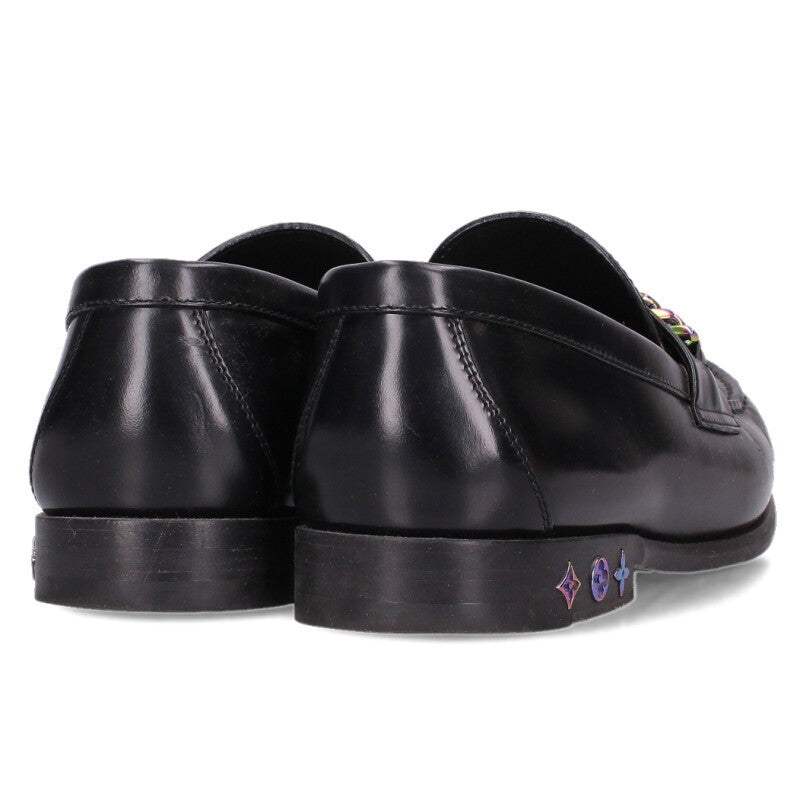 LOUISVUITTON Collier Chain Loafer Shoes Black Size 8