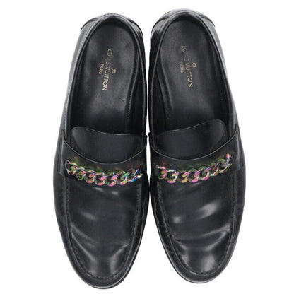 LOUISVUITTON Collier Chain Loafer Shoes Black Size 8