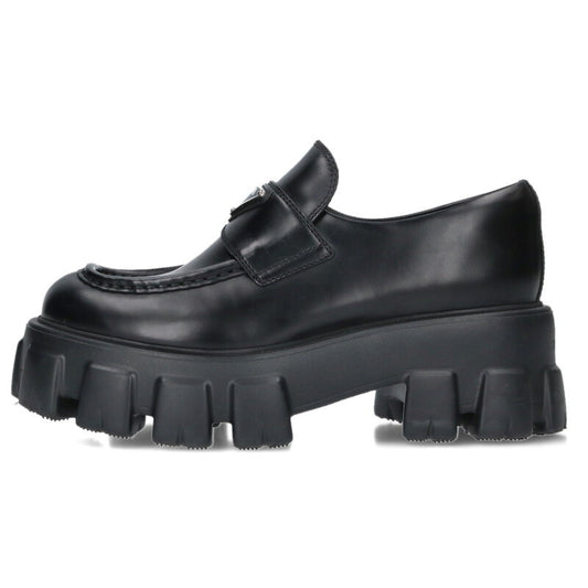PRADA Monolith Brushed Leather Loafers Black Size 5