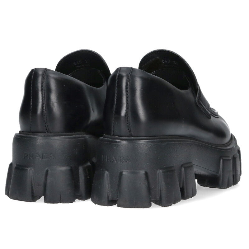 PRADA Monolith Brushed Leather Loafers Black Size 5
